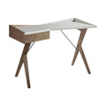 **Bureau moderne en bois et surface blanche avec tiroir**