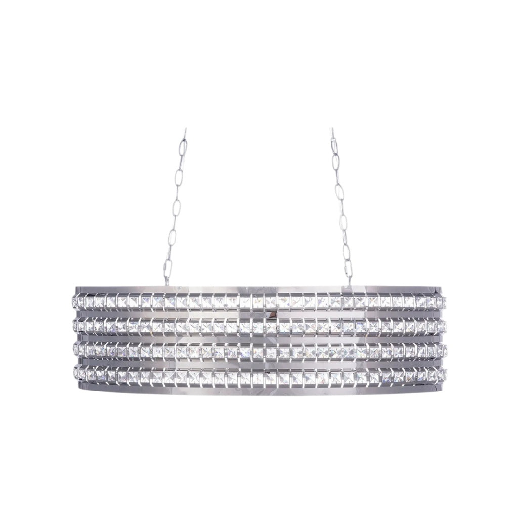 **Lustre suspendu en métal et verre transparent - Design moderne et élégant**