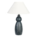 **Lampe de table en céramique noire à abat-jour blanc**